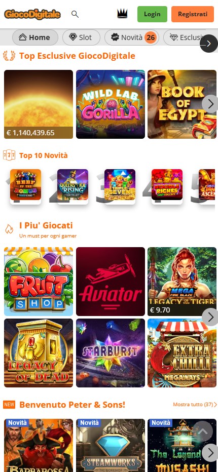 Gioco Digitale mobile home