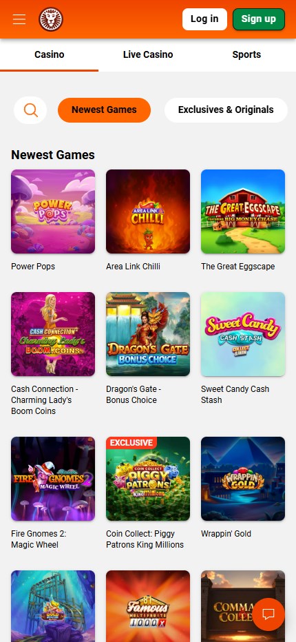 LeoVegas mobile lobby