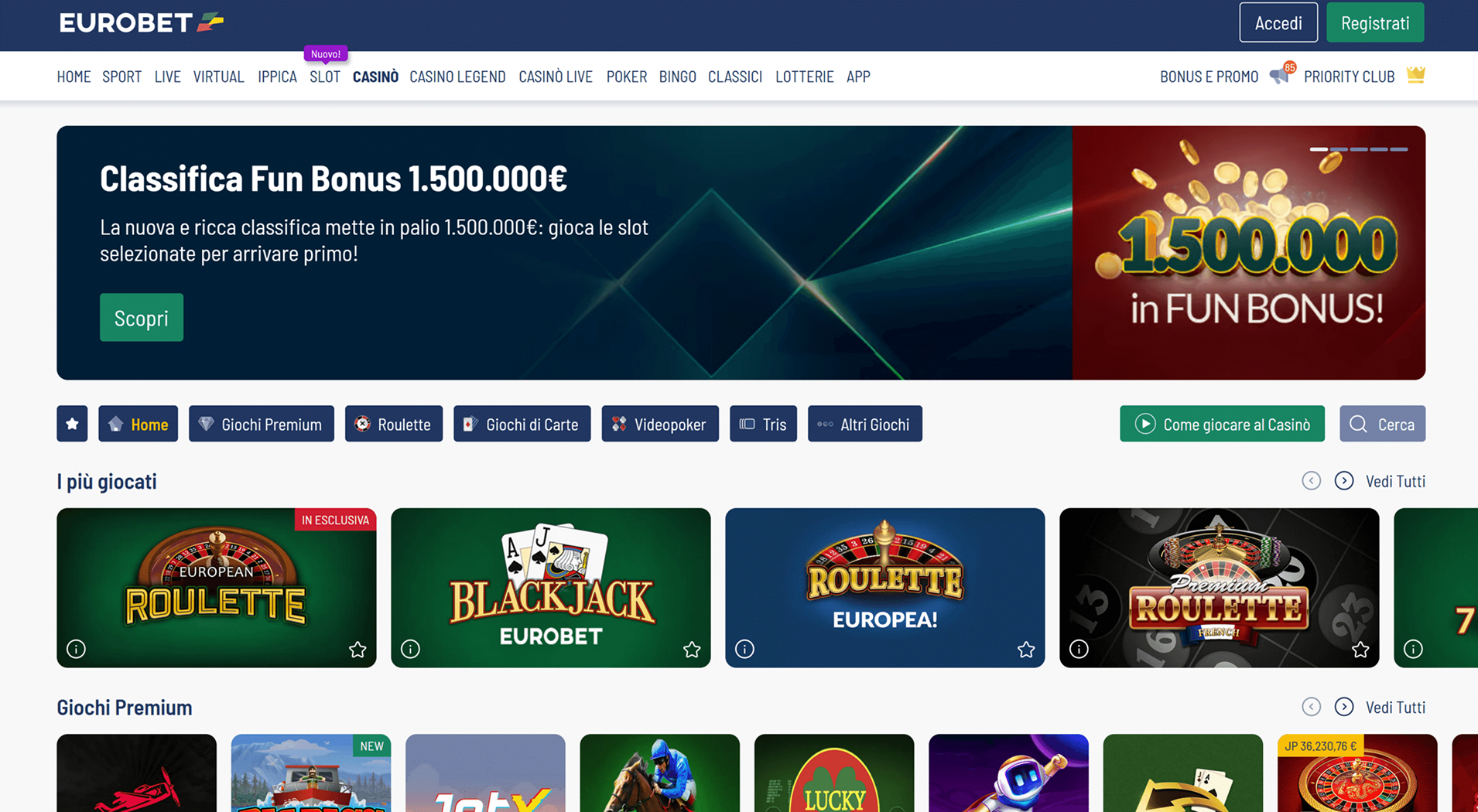 6. Eurobet- Pagamenti rapidi del casinò Cashlib