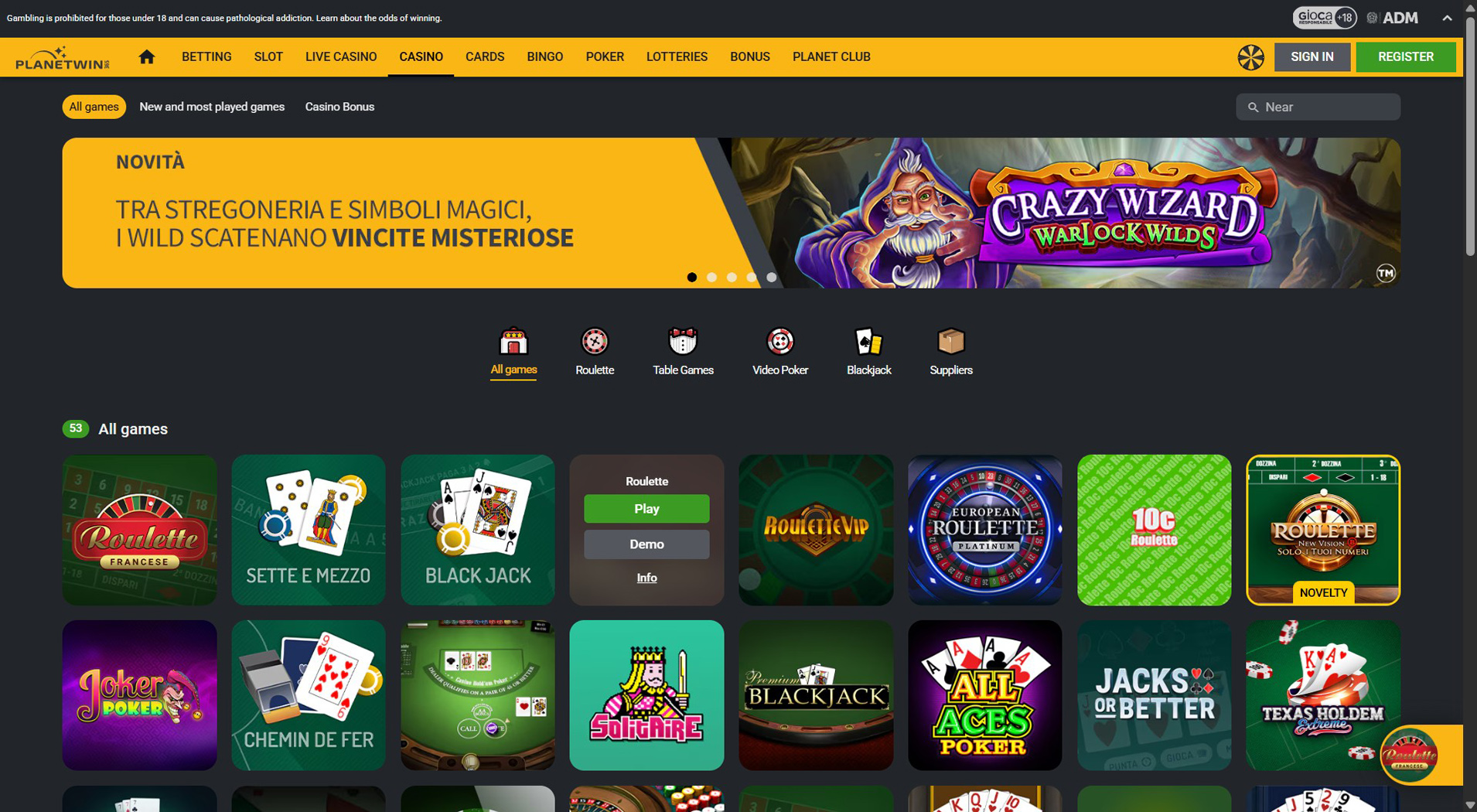 1. Planetwin365- La migliore scelta per il casinò Cashlib